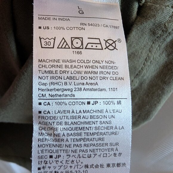 Banana Republic Organic Cotton T-Shirt Olive Green Army Green Large Basics - Picture 5 of 5